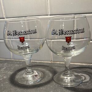 Clear Goblet Glass with Red Crest - Set of 2